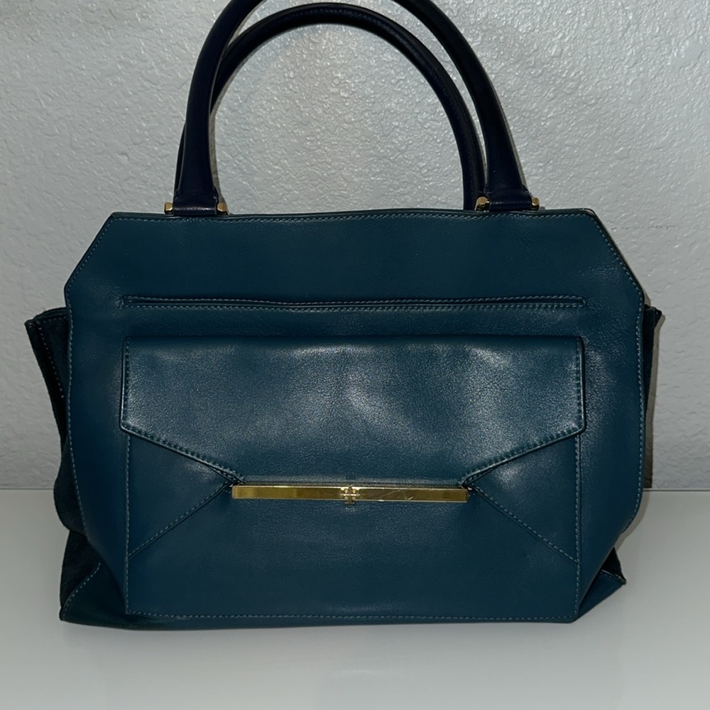 Tori Burch teal large shoulder bag used in excellent condition